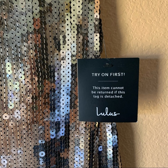 Lulus Bring the Bling Gold Sequin V-Neck Mini Dress - Medium - New With Tags - Picture 10 of 11